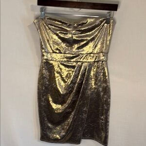 Zara Gold faux wrap mini dress